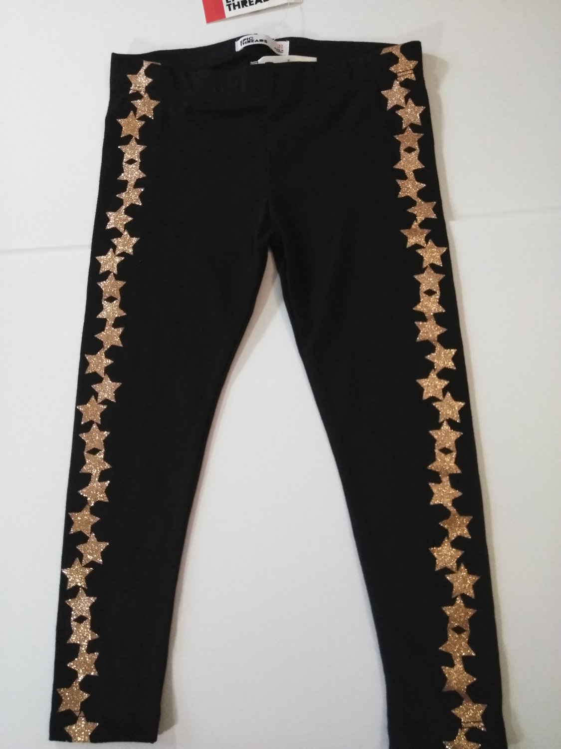 Epic Threads Baby Girl's Deep Black Embroidered Leggings - 3 T/3