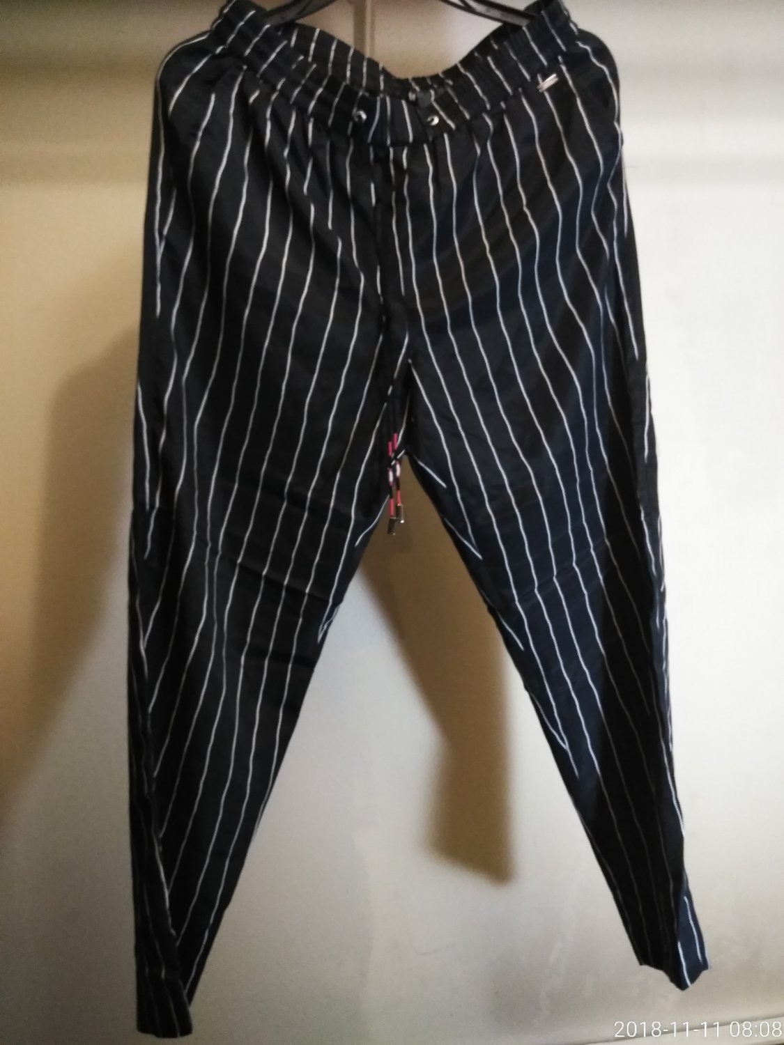 ARMANI EXCHANGE WOMEN'S BLACK STRIPED DRAWSTRING PANT SIZE 6