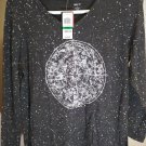 STYLE &CO WOMEN'S LONG SLEEVE V-NECK CELESTIAL CHARCOAL TOP - SIZE -L