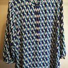 J M COLLECTIONS WOMEN'S LONG SLEEVE  BUTTON FRONT MULTI COLOR TOP - XXL