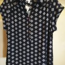 CHARTER CLUB WOMEN'S 3/4 SLEEVE PRINTED POLO TOP - LARGE