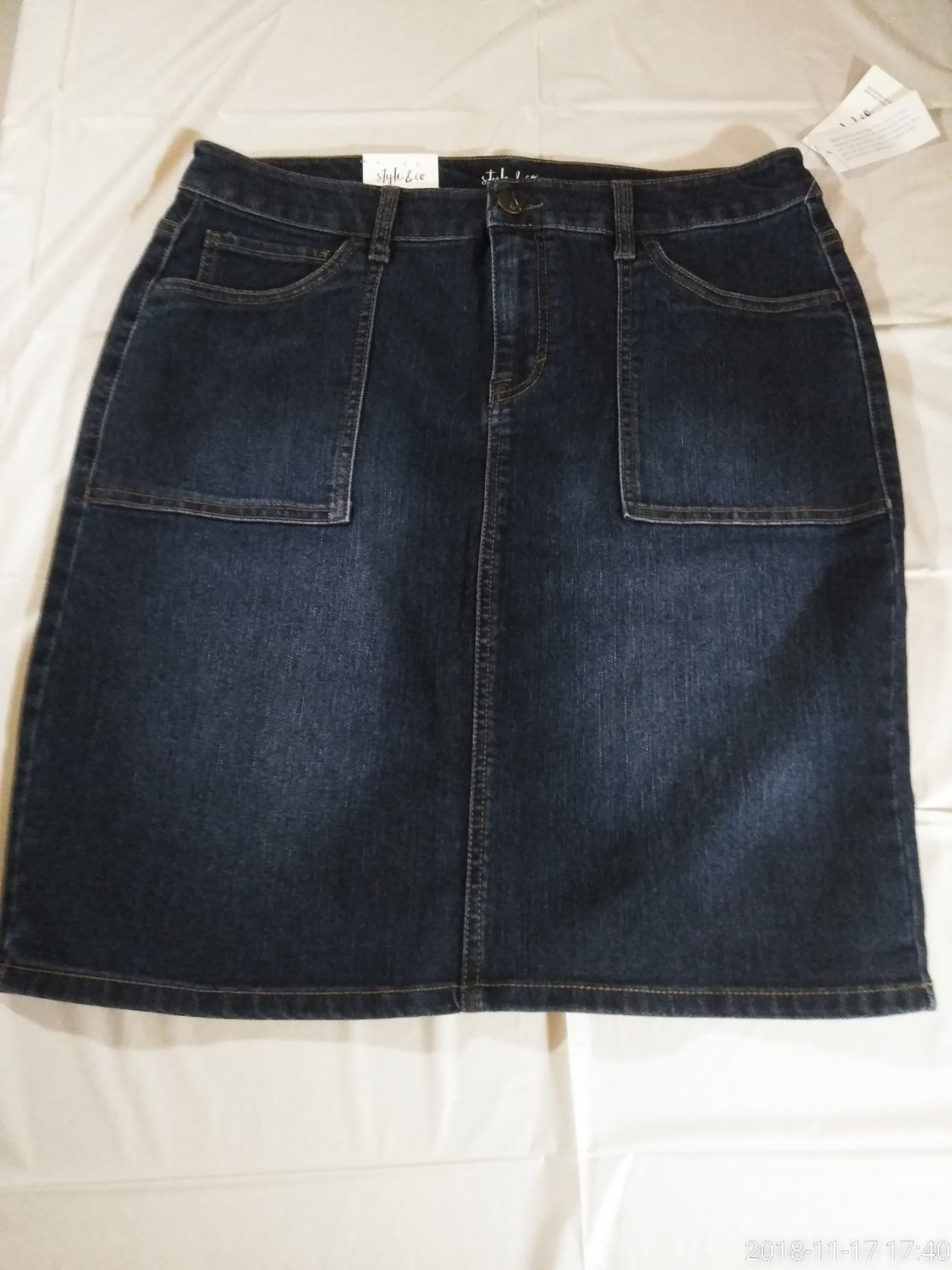 STYLE & CO WOMEN'S BUTTON FRONT MID RISE JEANS SKIRT-SIZE- 8