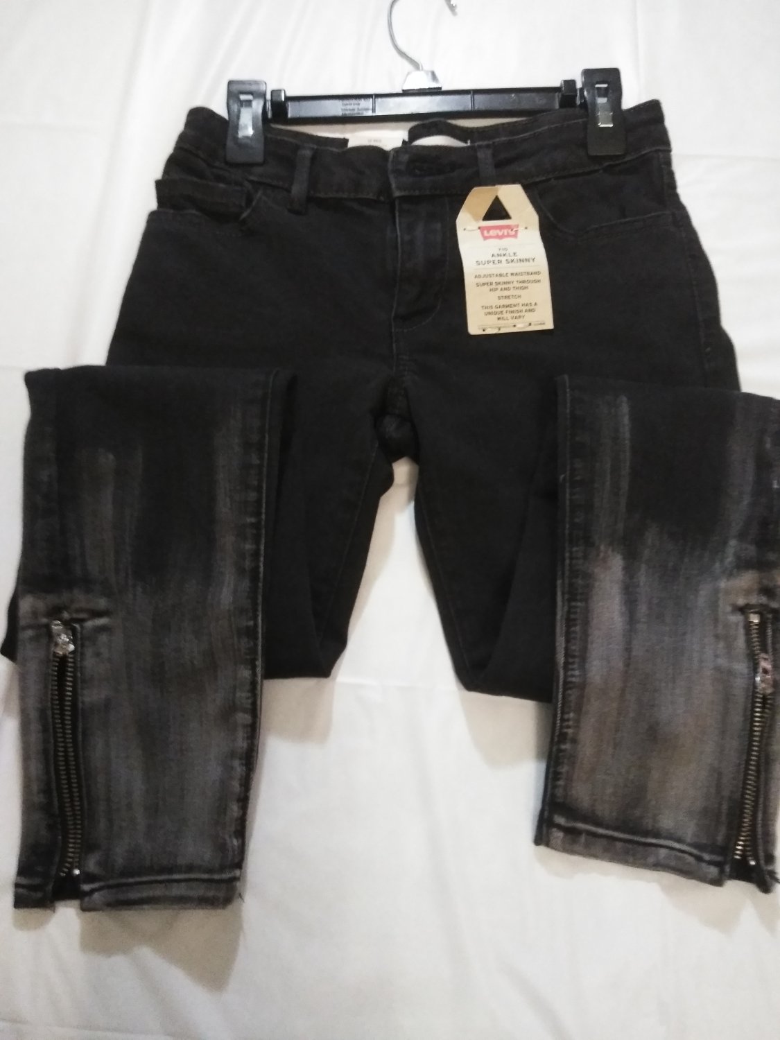 LEVI'S BABY GIRL'S 710 ANKLE SUPER SKINNY STRETCH JEANS - BLACK SIZE 12