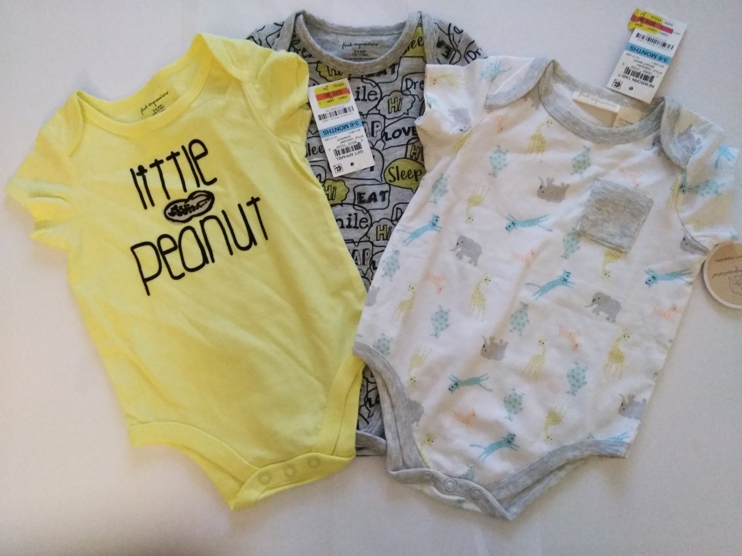 First Impression 3 Piece Set  Newborn Baby's Multi Color Bodysuit - 3-6 Months