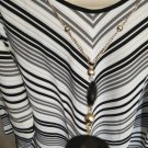 Alfred Dunner Women's Talk Of The Town Black & White Neck Chain Top - XL