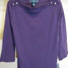 Karen Scott Women's Rib Boatneck Purple Top Size - Large