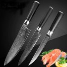 3pcs Damascus Kitchen Knife Set Japanese vg10 Damascus Steel 67 Layers