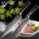 2 pcs kitchen knives set 8"7" inch Japanese chef knife Damascus steel Pattern