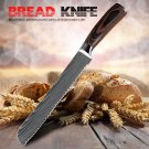 Kitchen Bread Knife Serrated Design Laser Damascus Stainless Steel Blade