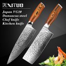 2 pcs Utility Chef Knives Damascus steel Santoku kitchen Knives