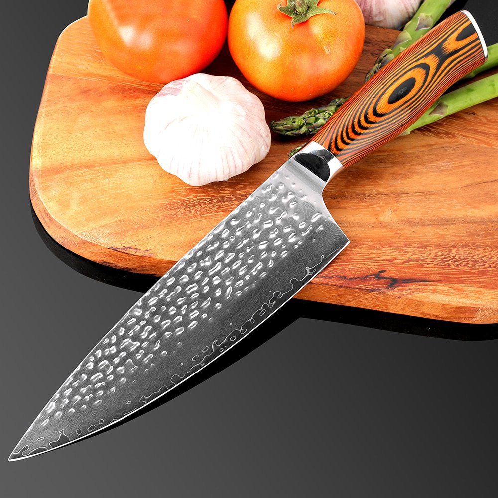 2 pcs Utility Chef Knives Damascus steel Santoku kitchen Knives
