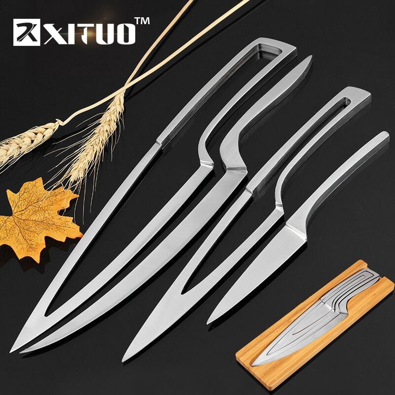 4pcs Multi Kitchen knives Stainless steel Cascading knife combination Set