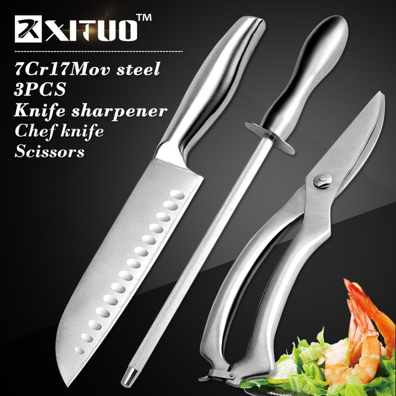 3pcs Kitchen sets japanese kitchen knife 7"chef knife Stainless Steel