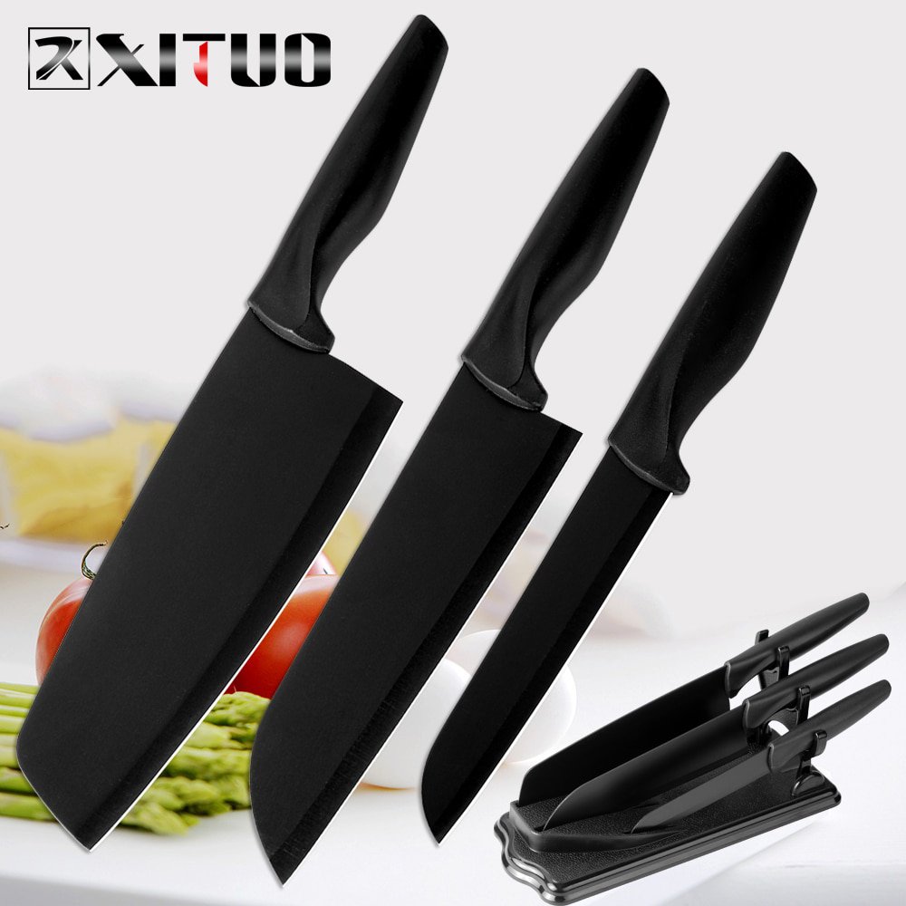 3pcs Kitchen sets japanese kitchen knife 7"chef knife Stainless Steel