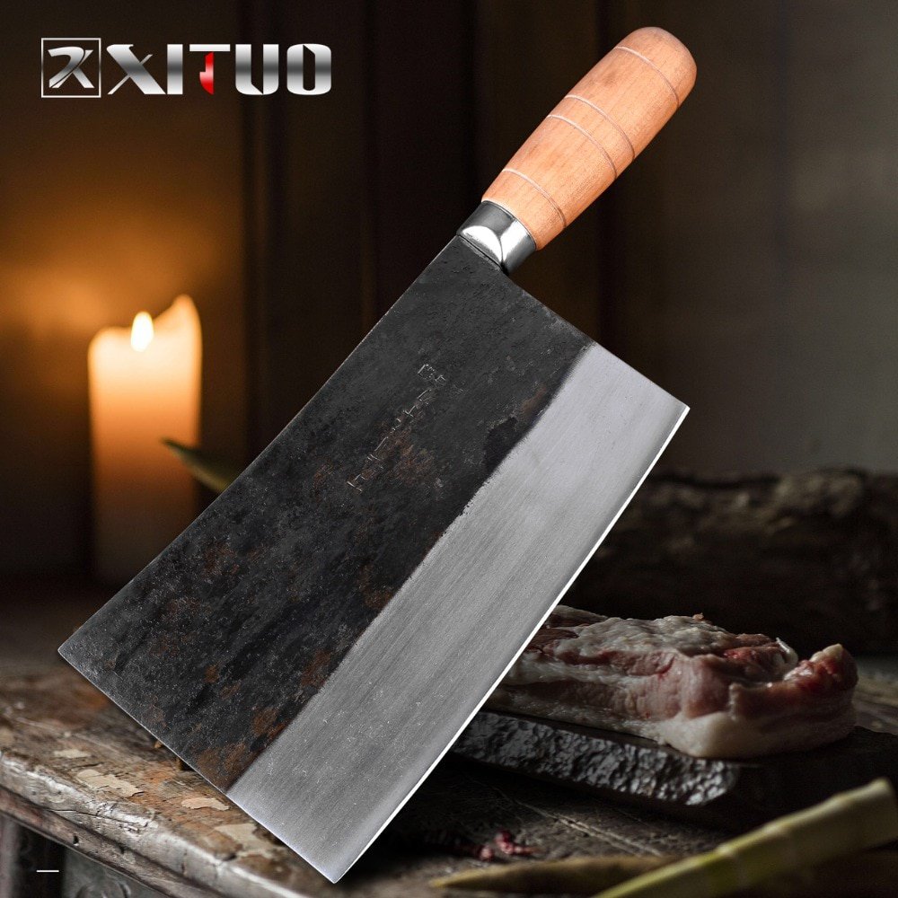 688g Heavy Chef Chopping Kitchen  Knife Cleaver Wooden Handle