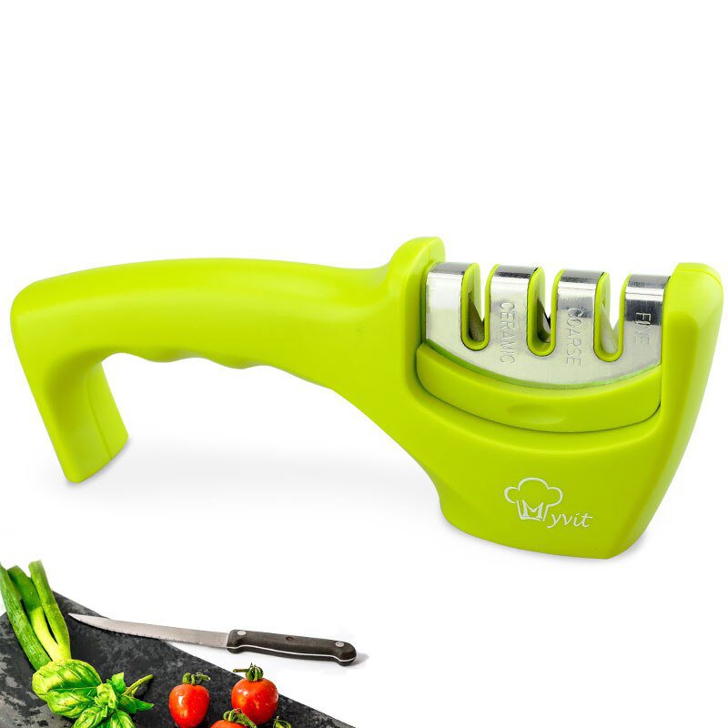 Knife Sharpener 3 stages Kitchen Knife Sharpening Stone Green
