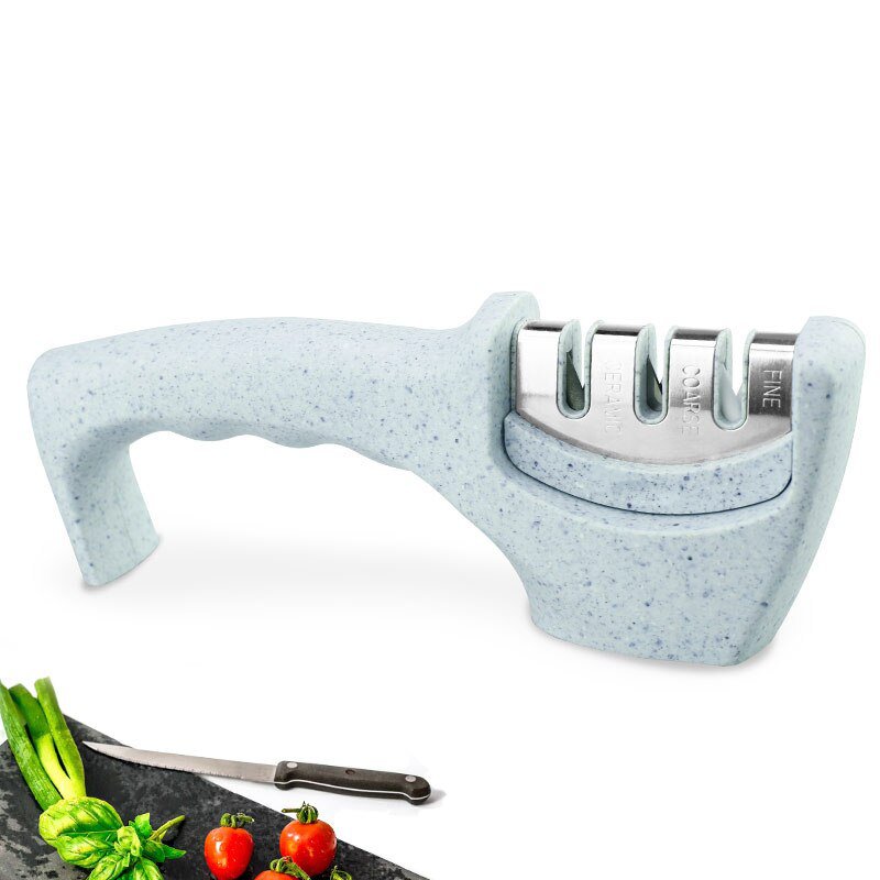 Knife Sharpener 3 stages Kitchen Knife Sharpening Stone Grey