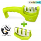 Knife Sharpener 3 stages Kitchen Knife Sharpening Stone Green+ Spare blade slot