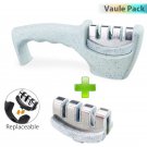 Knife Sharpener 3 stages Kitchen Knife Sharpening Stone Grey+ Spare blade slot