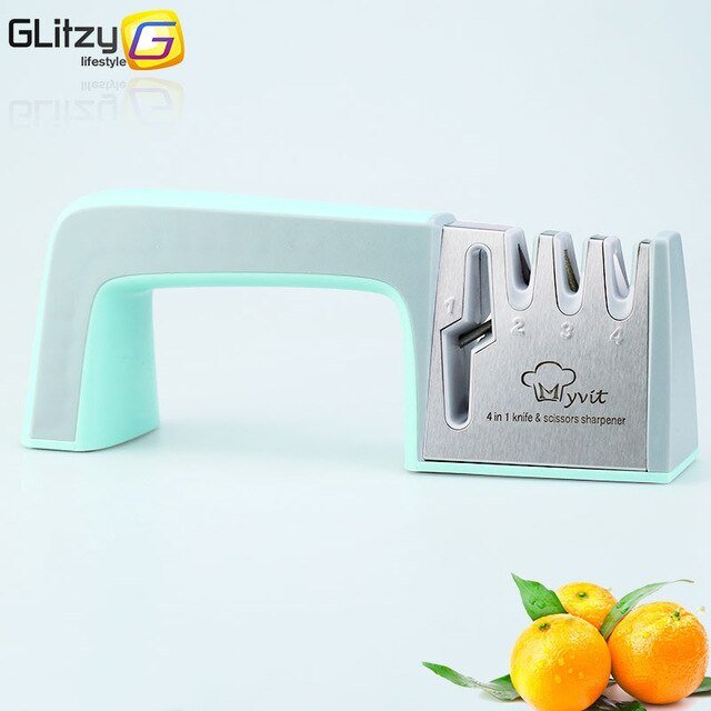 Knife Sharpener 4 Stage Kitchen Sharpening Stone Scissors Grinder Knives Tungsten  Blue