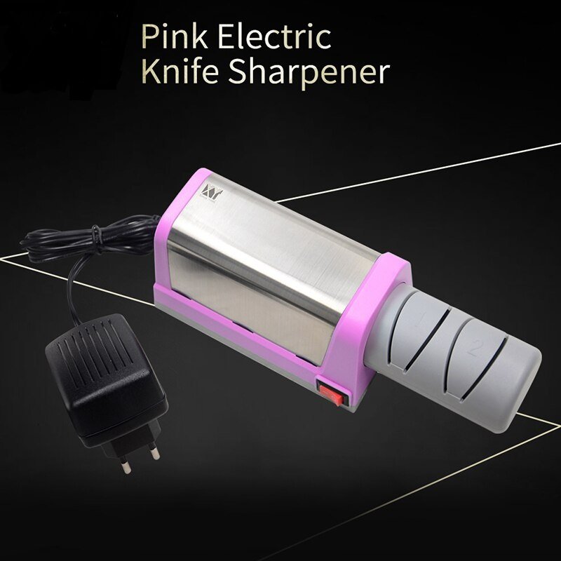 Professional Electric Diamond & Ceramic Kitchen Knife Sharpener 2 Stage Grinder Pink