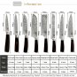 11 pcs Feather Pattern Stainless Steel Knife Kitchen Knife with Knife Holder