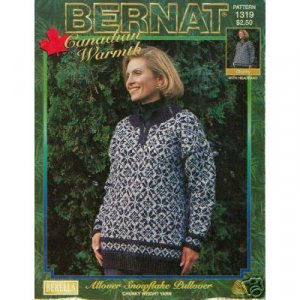 Bernat Knit Allover Snowflake Pullover