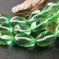 Green 11x7mm Oval Twist Czech Glass Beads