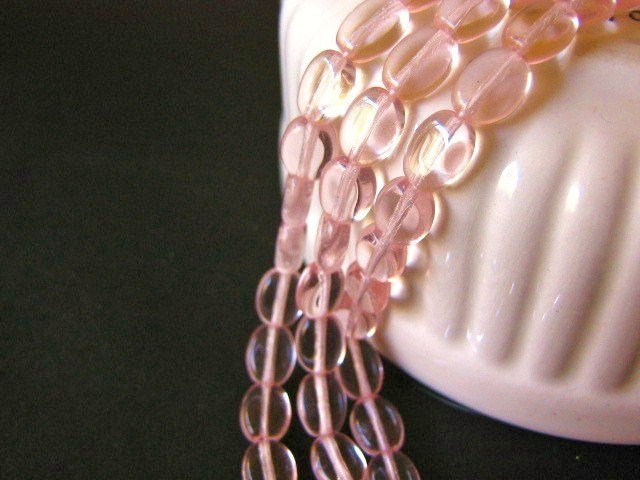 Pink Light Rose 8x6mm Flat Oval Czech Glass Bead
