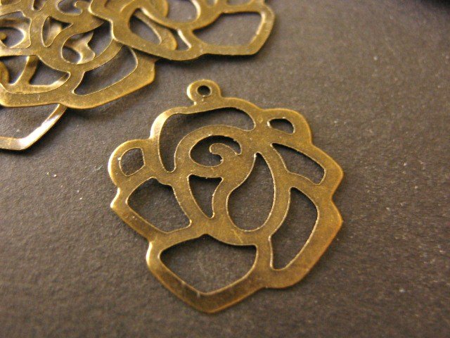 Rose Charm Flower 20mm Antique Bronze Finish