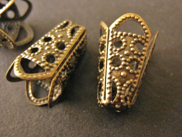 Filigree Cone 10x16mm Bead Caps Antique Bronze