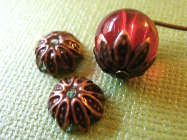 Findings Spike Bead Caps 10mm Antique Copper