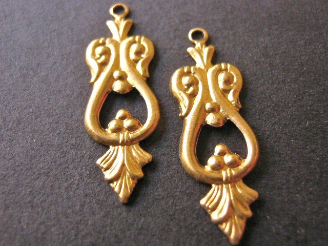 Drop Chandelier Setting Raw Brass Victorian Pendants 8x25mm
