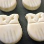 White Opaque Vintage Plastic Bead Owls 12x10mm