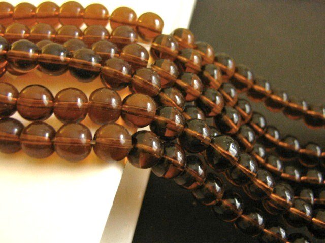 Brown 10mm Round Glass Beads Transparent