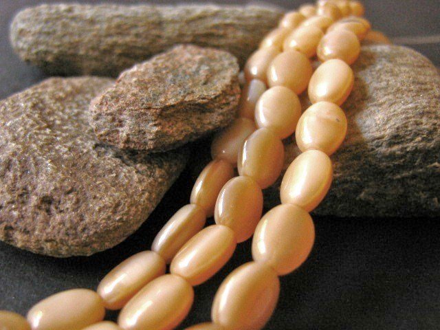 Coffee Cream Opaque Czech Glass Beads 6x8mm Flat Oval