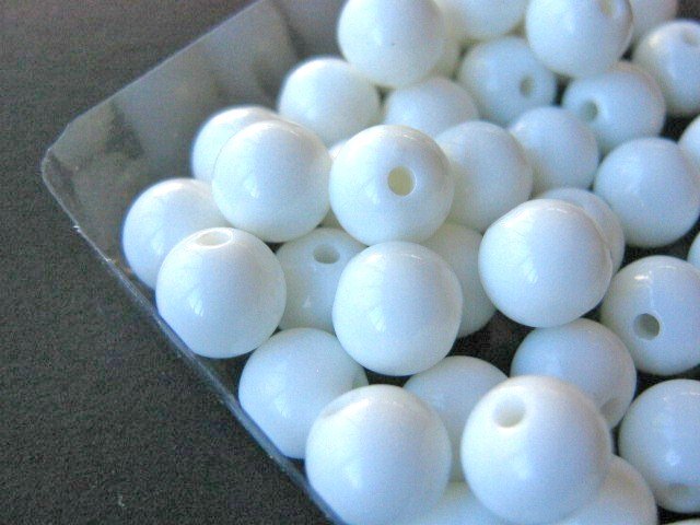 White Opaque Beads 8mm Round Plastic Acrylic