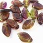 Amethyst Olivine Czech Glass Beads 8x12mm Leaf Purple Green