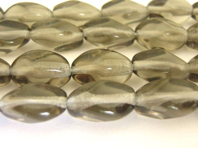Gray Smoke Czech Glass Bead 7x11mm Pinched Oval