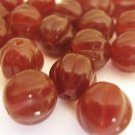 8mm Round Fluted Melon Dark Carmel Brown Czech Glass Beads