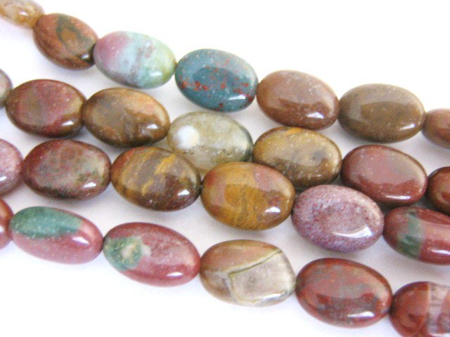 Indian Agate Gemstone Beads 8x12mm Flat Oval