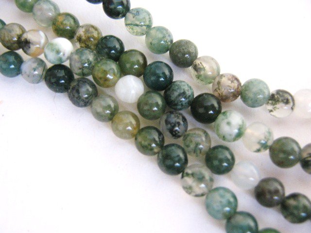 Moss Agate 4mm Round Green Gemstone Beads