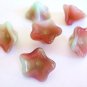 Pistachio Raspberry 8x13mm Flower Pink Green Czech Glass Bead