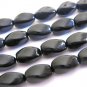 Jet Black Czech Glass Beads 9x6mm Oval Twist