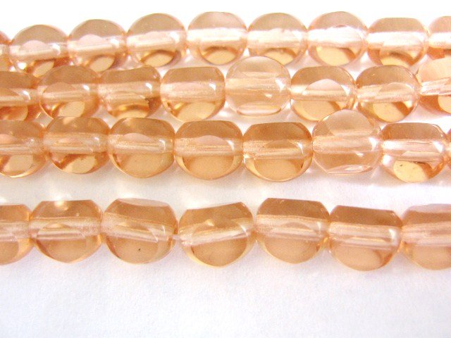 Peach 3 Cut Triangle 8mm Triangle Round Czech Glass Beads