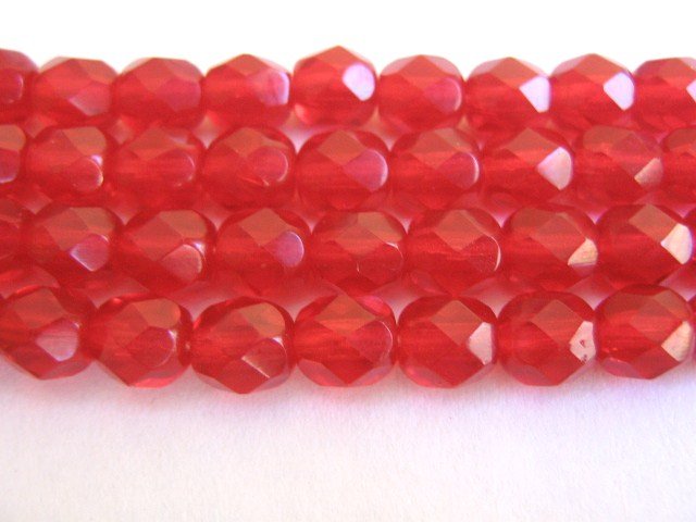 Ruby Red 10mm Faceted Round Czech Glass Beads