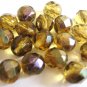 Amber Zarit 8mm Faceted Round Brown Czech Glass Beads