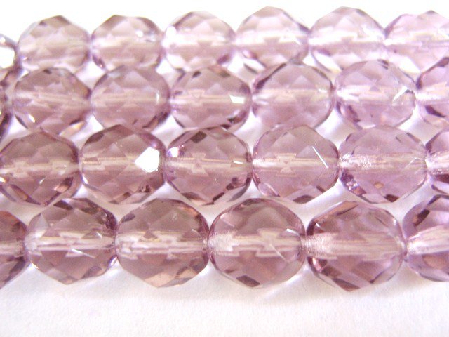 Purple 8mm Faceted Round Lavender Czech Glass Beads