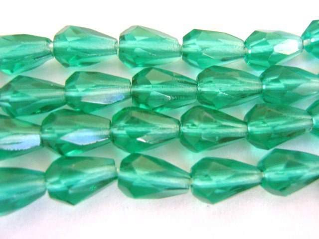 Zircon Green Czech Glass Beads 5x7mm Faceted Teardrops