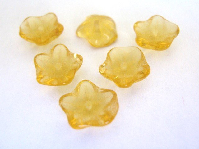 Amber 10mm Flower Brown Czech Glass Beads